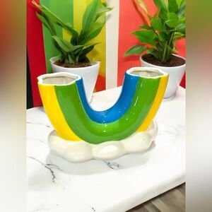 U Shape Rainbow Modern Vase Clouds Planter Ceramic Double Vase